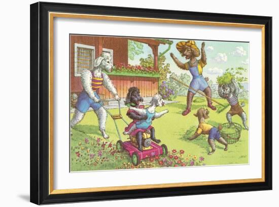 Dogs in the Yard-null-Framed Art Print