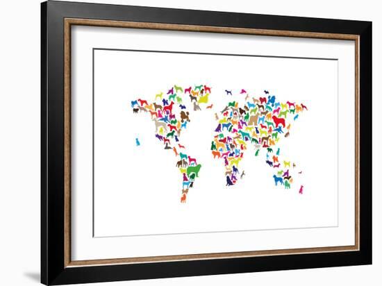 Dogs Map of the World Map-Michael Tompsett-Framed Art Print