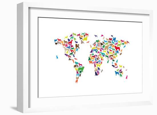 Dogs Map of the World Map-Michael Tompsett-Framed Art Print