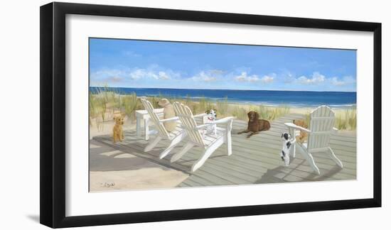 Dogs on a Deck-Carol Saxe-Framed Art Print