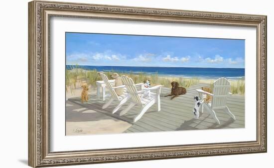 Dogs on a Deck-Carol Saxe-Framed Art Print