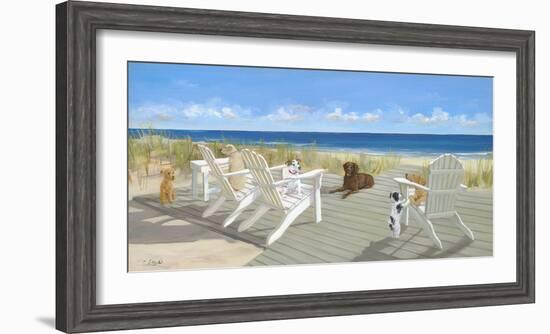 Dogs on a Deck-Carol Saxe-Framed Art Print