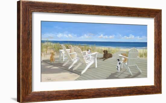 Dogs on a Deck-Carol Saxe-Framed Art Print