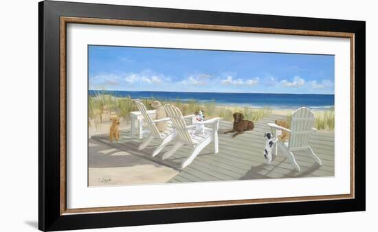 Dogs on a Deck-Carol Saxe-Framed Art Print