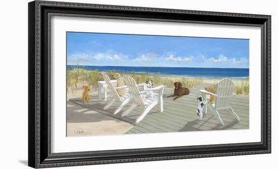 Dogs on a Deck-Carol Saxe-Framed Art Print