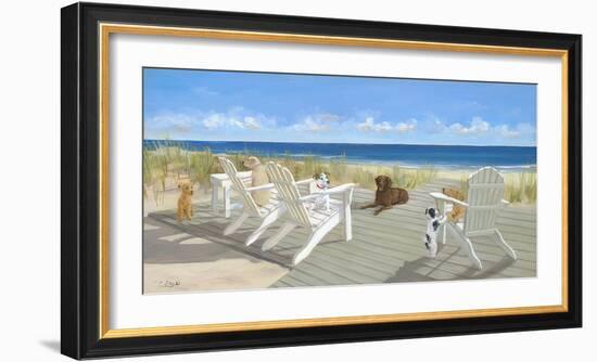 Dogs on a Deck-Carol Saxe-Framed Art Print