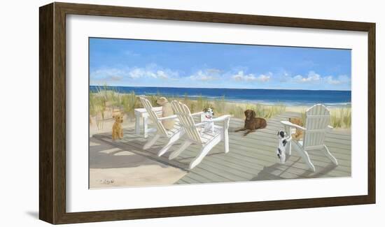 Dogs on a Deck-Carol Saxe-Framed Art Print