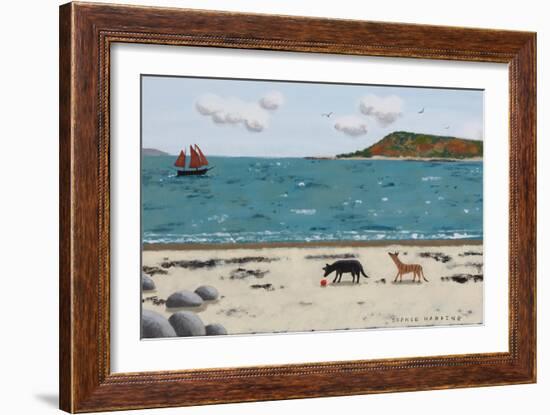 Dogs on Beach and Boat-Sophie Harding-Framed Giclee Print