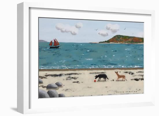 Dogs on Beach and Boat-Sophie Harding-Framed Giclee Print