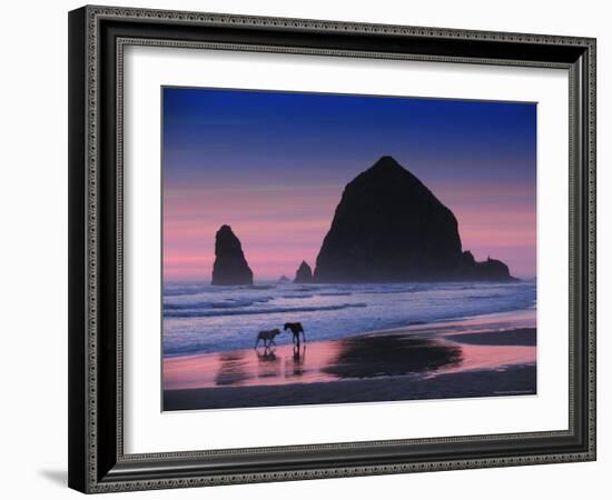 Dogs on Cannon Beach-Jody Miller-Framed Photographic Print