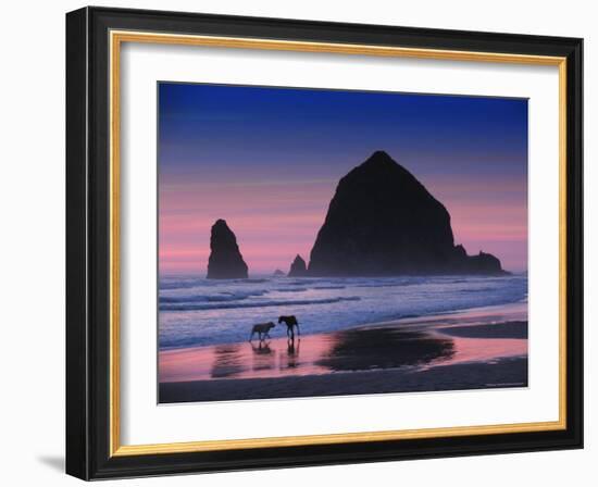 Dogs on Cannon Beach-Jody Miller-Framed Photographic Print