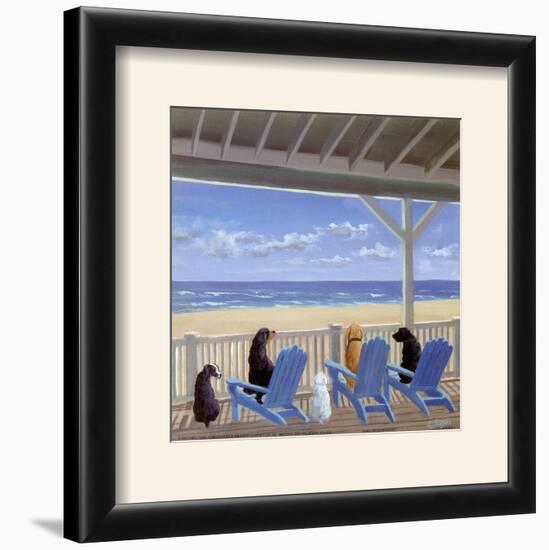 Dogs on Deck Chairs-Carol Saxe-Framed Art Print