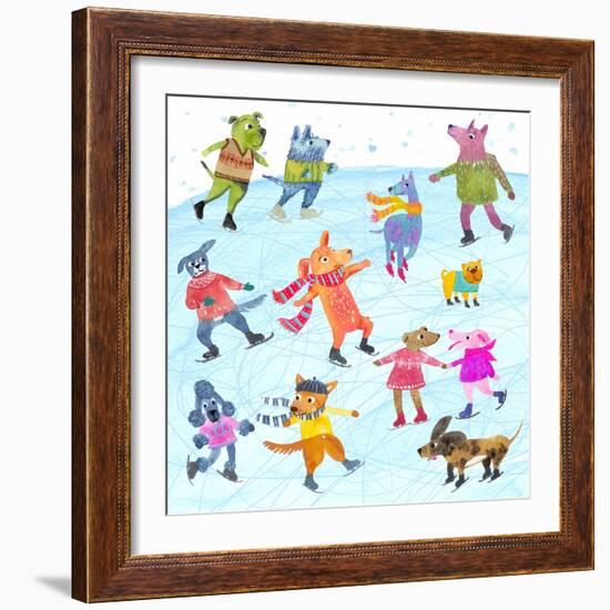 Dogs On Ice-Kerstin Stock-Framed Art Print