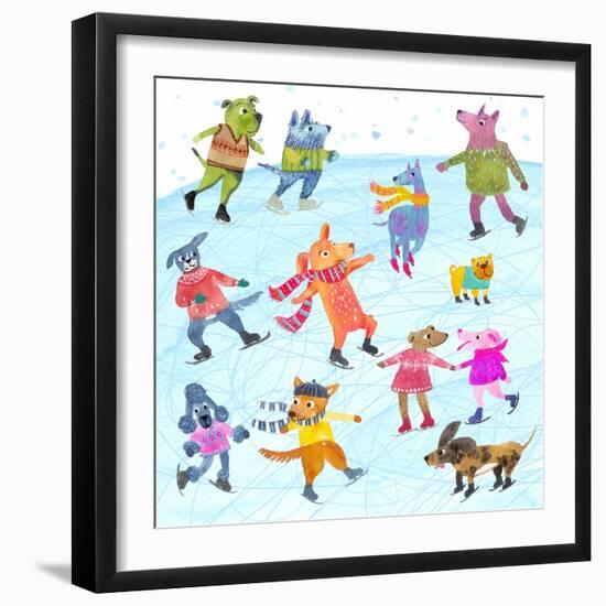 Dogs On Ice-Kerstin Stock-Framed Art Print