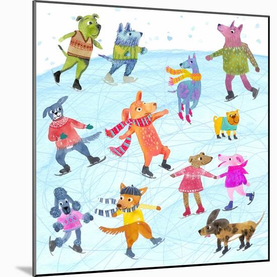 Dogs On Ice-Kerstin Stock-Mounted Art Print