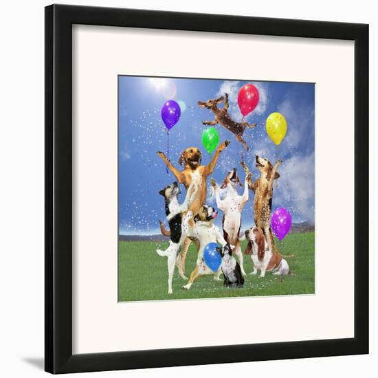 Dogs partying-Lund-Roeser-Framed Art Print