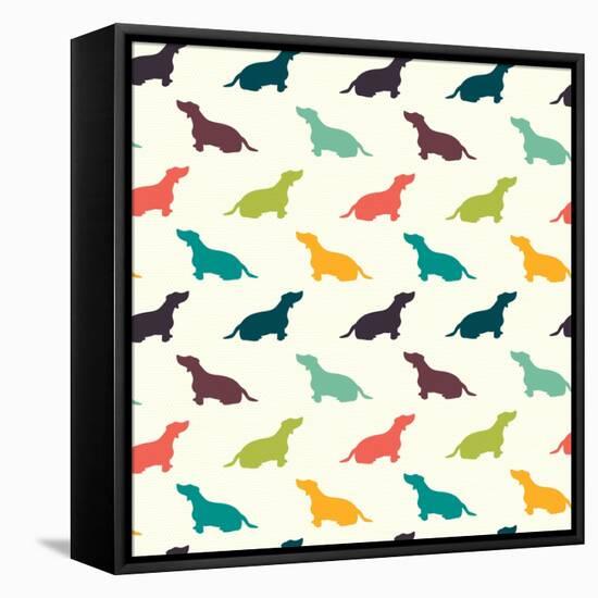 Dogs Pattern.-TashaNatasha-Framed Stretched Canvas