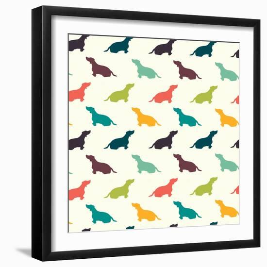 Dogs Pattern.-TashaNatasha-Framed Art Print