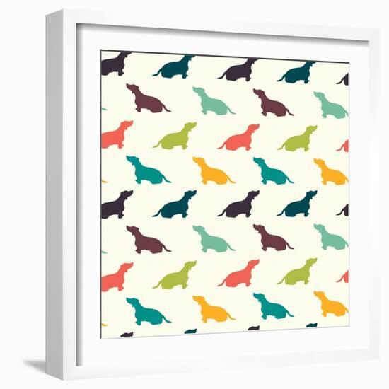 Dogs Pattern.-TashaNatasha-Framed Art Print