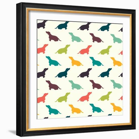 Dogs Pattern.-TashaNatasha-Framed Art Print