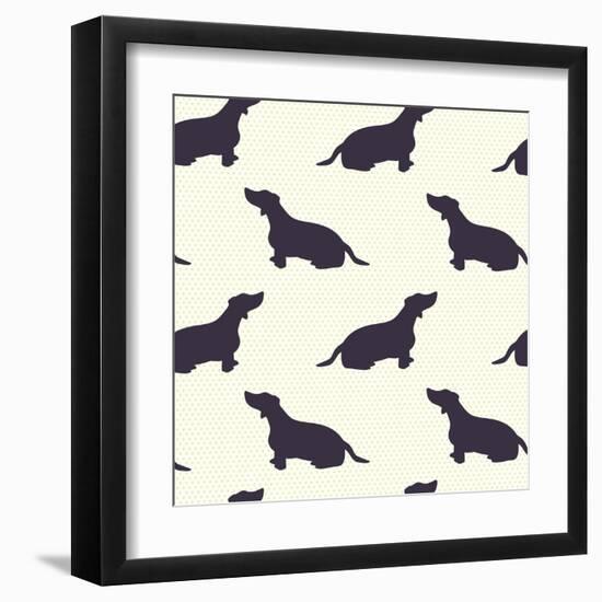 Dogs Pattern.-TashaNatasha-Framed Art Print