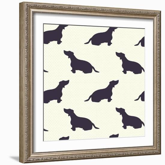 Dogs Pattern.-TashaNatasha-Framed Art Print