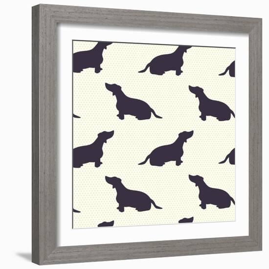 Dogs Pattern.-TashaNatasha-Framed Art Print