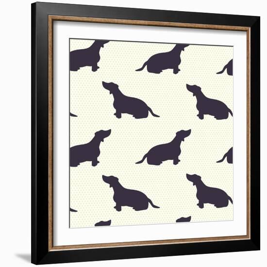 Dogs Pattern.-TashaNatasha-Framed Art Print