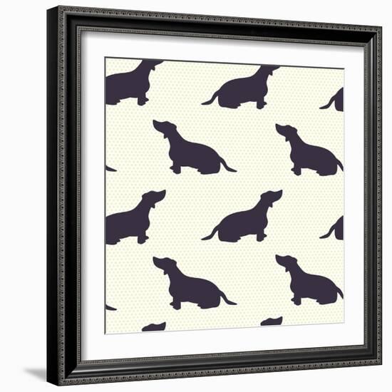 Dogs Pattern.-TashaNatasha-Framed Art Print