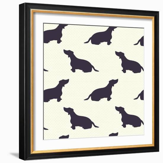 Dogs Pattern.-TashaNatasha-Framed Art Print