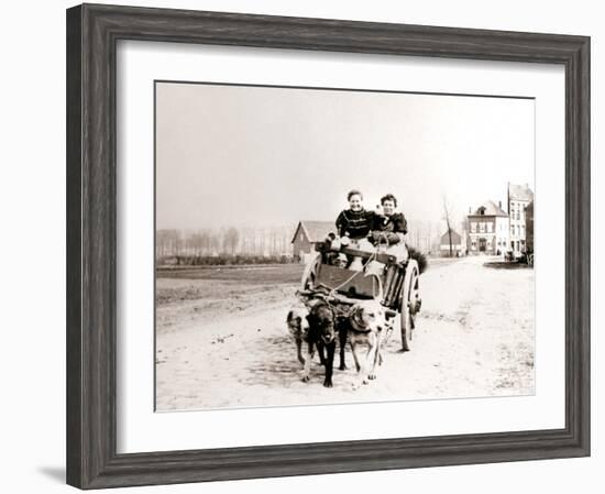 Dogs Pulling Women on a Cart, Antwerp, 1898-James Batkin-Framed Photographic Print