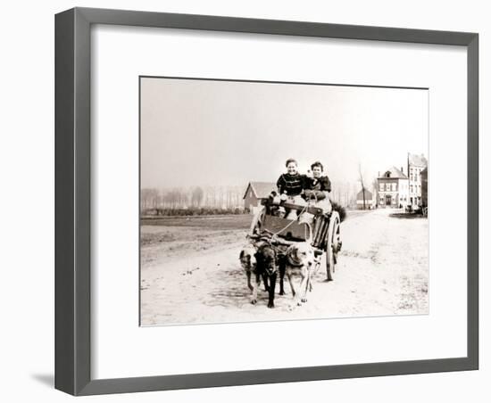 Dogs Pulling Women on a Cart, Antwerp, 1898-James Batkin-Framed Photographic Print