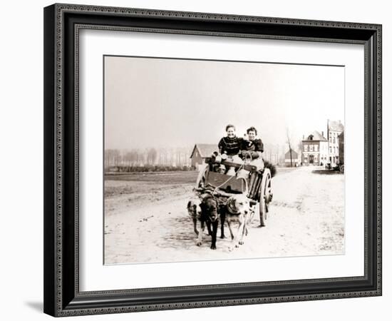 Dogs Pulling Women on a Cart, Antwerp, 1898-James Batkin-Framed Photographic Print