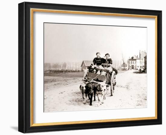 Dogs Pulling Women on a Cart, Antwerp, 1898-James Batkin-Framed Photographic Print