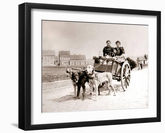 Dogs Pulling Women on a Cart, Antwerp, 1898-James Batkin-Framed Photographic Print