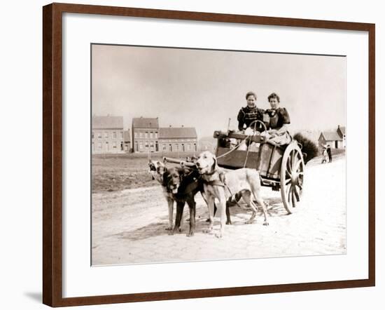 Dogs Pulling Women on a Cart, Antwerp, 1898-James Batkin-Framed Photographic Print