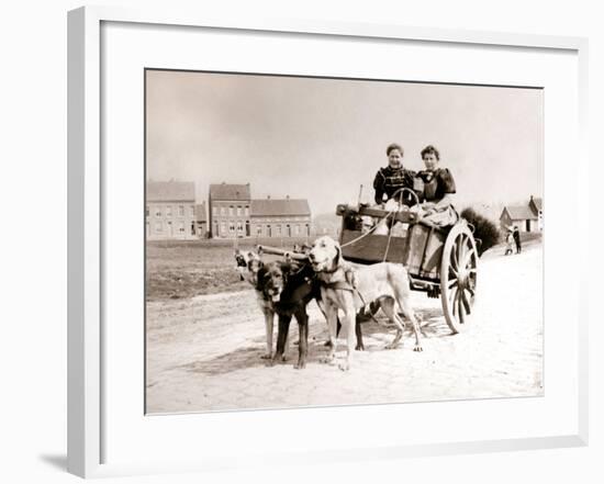 Dogs Pulling Women on a Cart, Antwerp, 1898-James Batkin-Framed Photographic Print