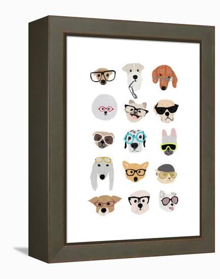 Dogs with Glasses-Hanna Melin-Framed Stretched Canvas