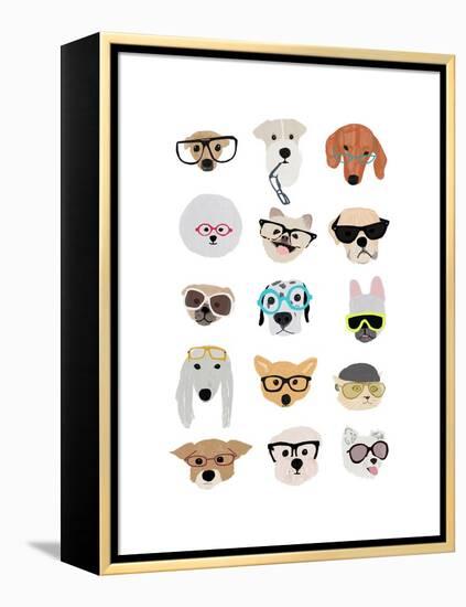 Dogs with Glasses-Hanna Melin-Framed Stretched Canvas