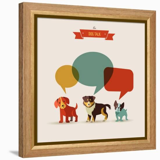 Dogs with Speech Bubbles - Vector Set of Icons and Illustrations-Marish-Framed Stretched Canvas