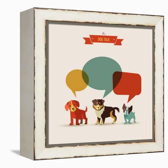 Dogs with Speech Bubbles - Vector Set of Icons and Illustrations-Marish-Framed Stretched Canvas