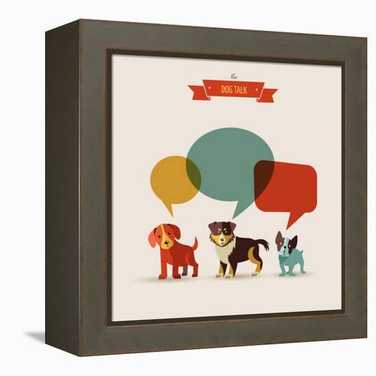 Dogs with Speech Bubbles - Vector Set of Icons and Illustrations-Marish-Framed Stretched Canvas