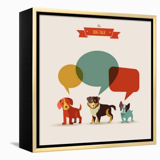 Dogs with Speech Bubbles - Vector Set of Icons and Illustrations-Marish-Framed Stretched Canvas