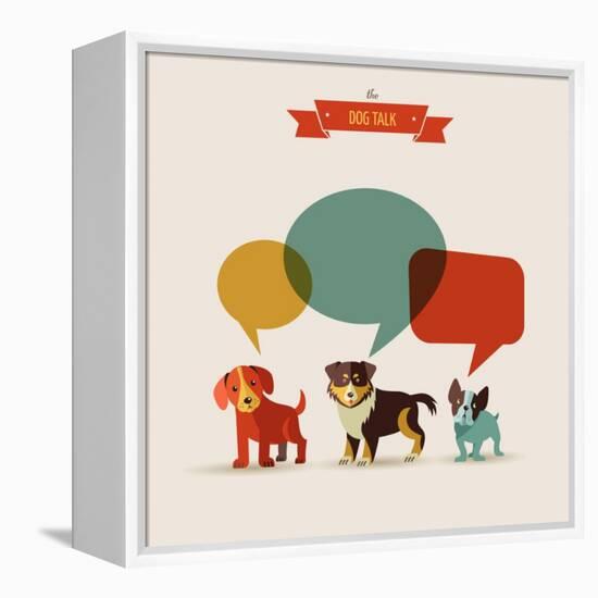 Dogs with Speech Bubbles - Vector Set of Icons and Illustrations-Marish-Framed Stretched Canvas