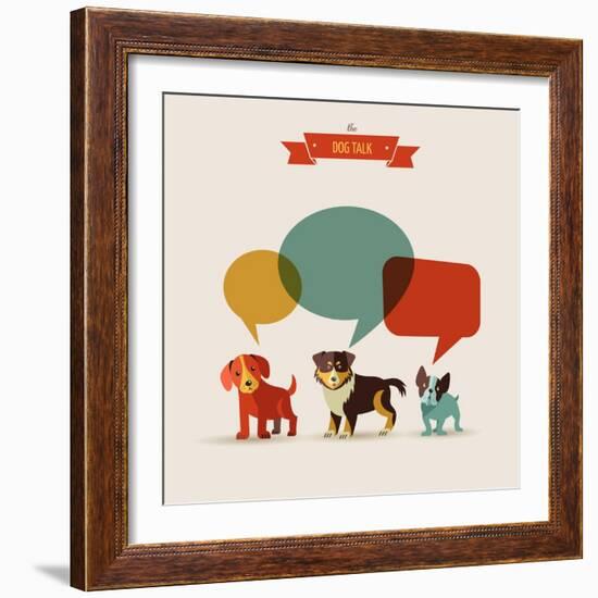 Dogs with Speech Bubbles - Vector Set of Icons and Illustrations-Marish-Framed Art Print