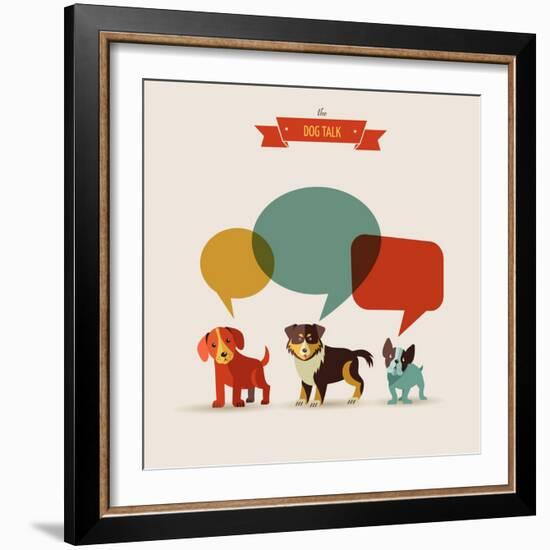 Dogs with Speech Bubbles - Vector Set of Icons and Illustrations-Marish-Framed Art Print