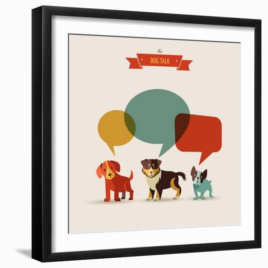 Dogs with Speech Bubbles - Vector Set of Icons and Illustrations-Marish-Framed Art Print