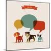 Dogs with Speech Bubbles - Vector Set of Icons and Illustrations-Marish-Mounted Art Print