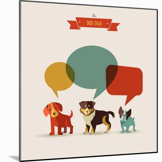 Dogs with Speech Bubbles - Vector Set of Icons and Illustrations-Marish-Mounted Art Print