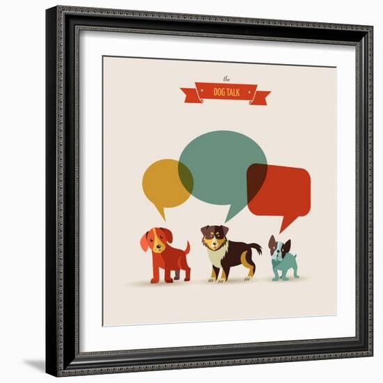 Dogs with Speech Bubbles - Vector Set of Icons and Illustrations-Marish-Framed Art Print